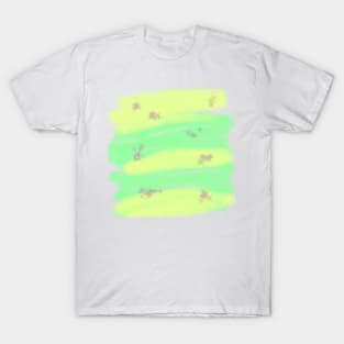 Yellow green watercolor glitter abstract art T-Shirt